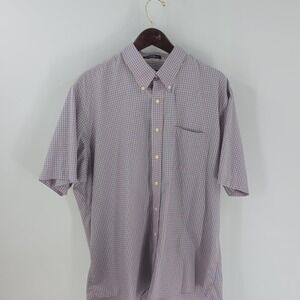 Kirkland Signature Non-Iron Gingham Check Button-Down Shirt Blue Orange Size 2XL